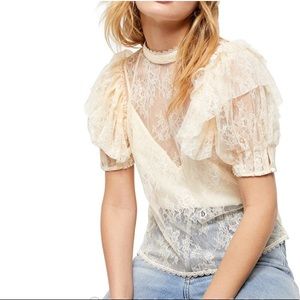 Free People Secret Admirer Blouse Top In Eggnog